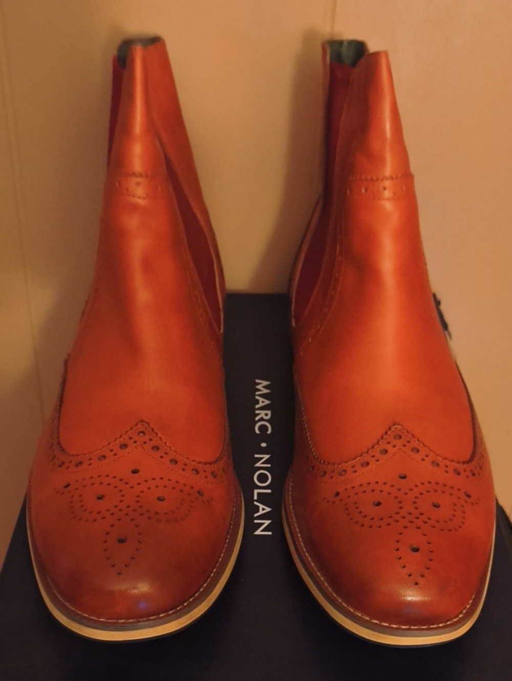 Marc Nolan Men's Cognac Tan Leather Chelsea Boots Size 13 M.